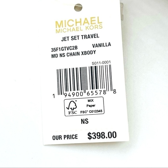 Michael Kors Medium NS Chain XBody Bag Vanilla/Brown - Picture 12 of 12